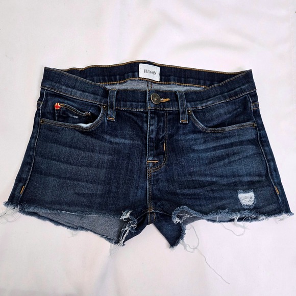 H By Hudson Pants - Hudson Colette Midrise Skinny Denim Jean Shorts Womens 26 Dark Wash Distressed